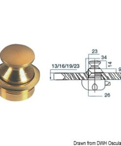 Pomello con ghiera in ottone lucido verniciato